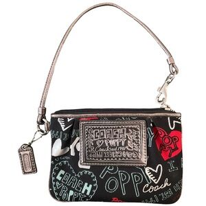 Coach "Limited Edition" Metallic Graffiti Hearts Wristlet NWOT